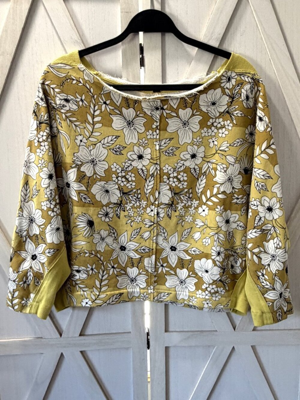 Free People Martin Cropped Yellow Floral Print Pullover